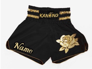 Custom Black Muay Thai Shorts : KNSCUST-1174
